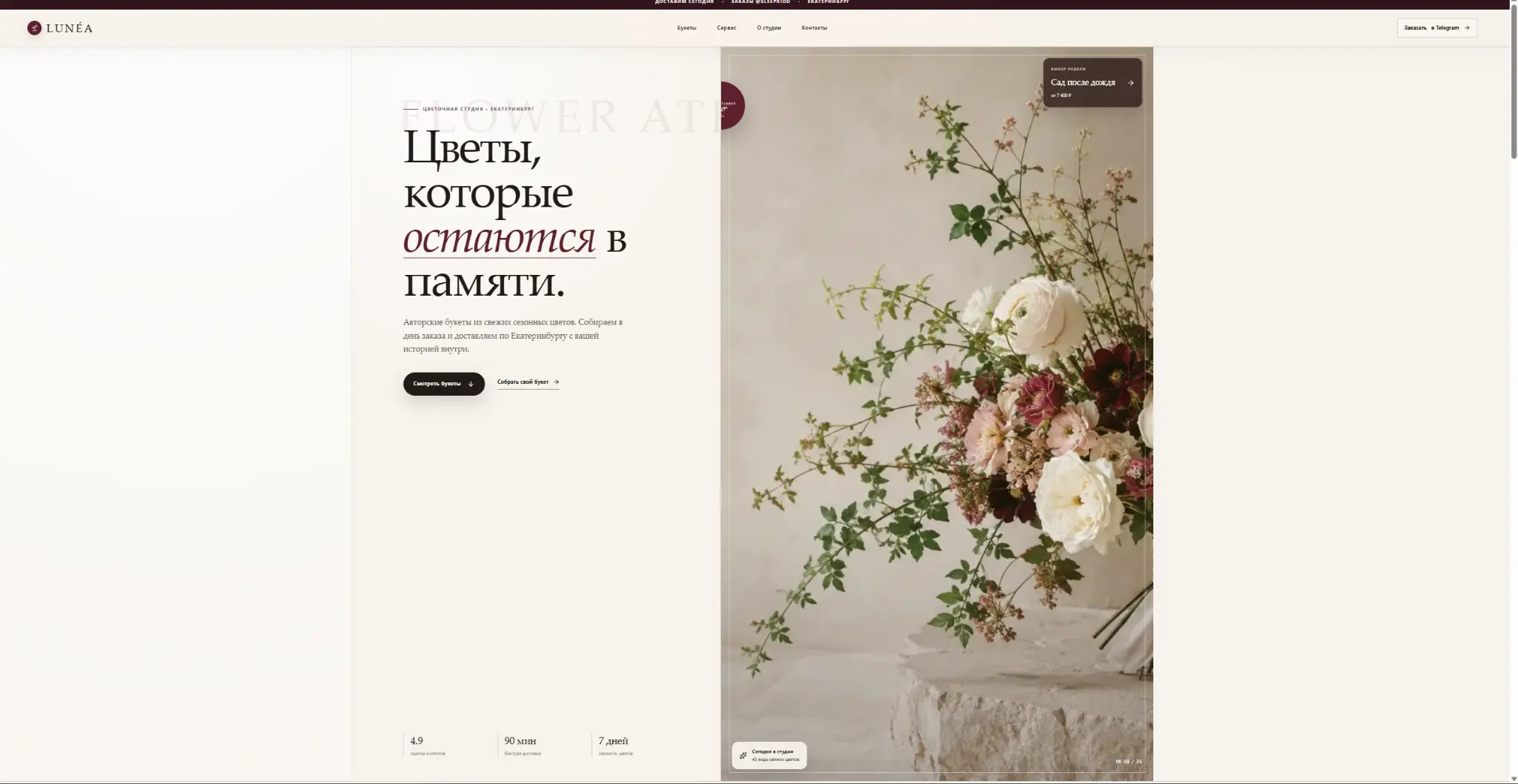 Главный экран проекта LUNÉA
